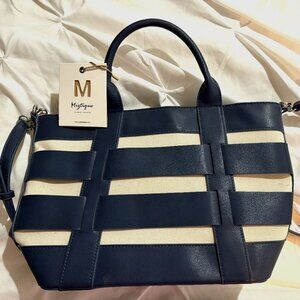 Miztique Navy & Cream Tote Purse